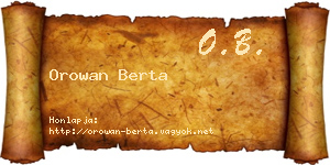 Orowan Berta névjegykártya